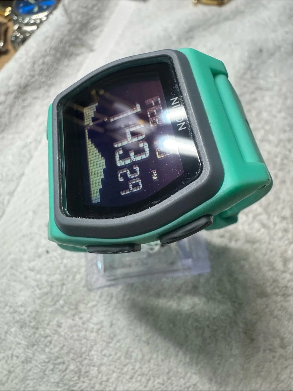 Nixon Digital Surf Watch — Teal and Gray